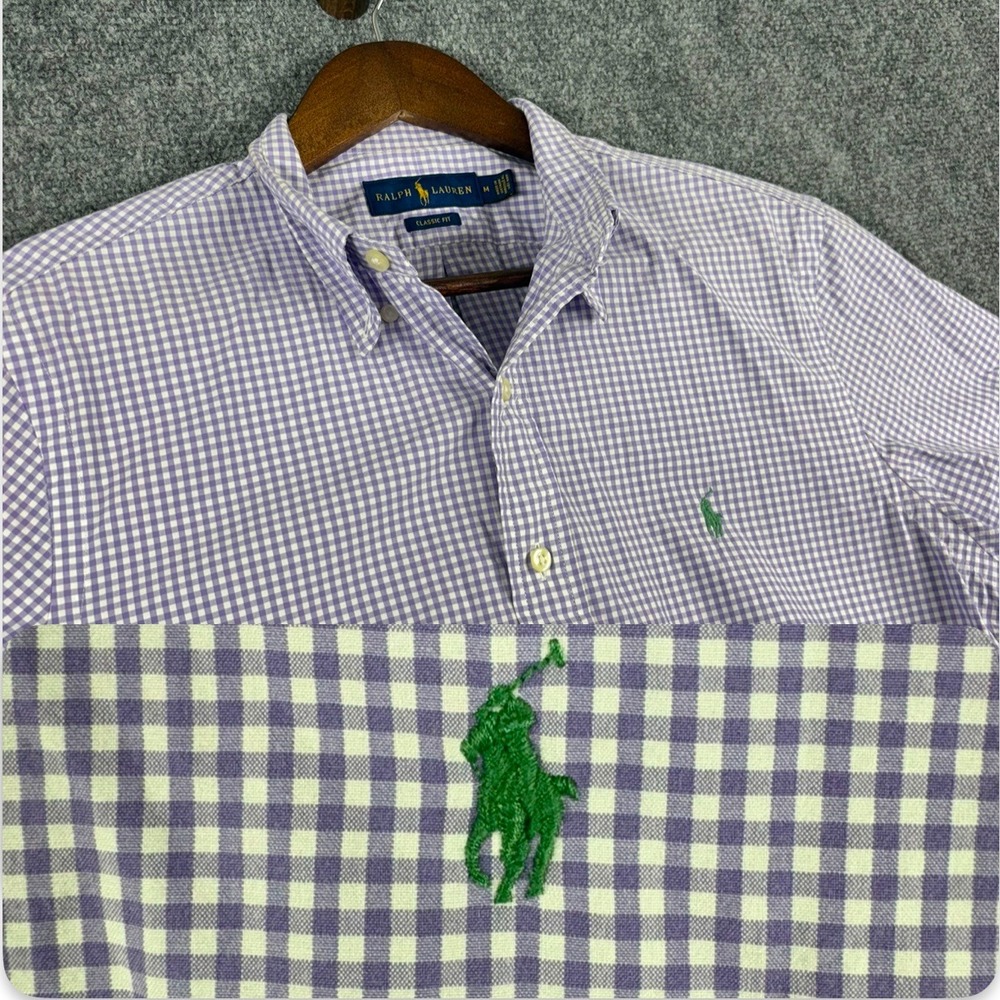Ralph‎ Lauren Mens Classic Fit Short Sleeve Gingham Check Button Down Shirt M
